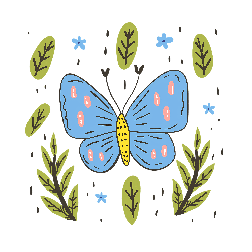 Cartoon Blue Butterfly Illustration for Children's Books