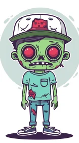 Cartoon Illustration of a Zombie Boy