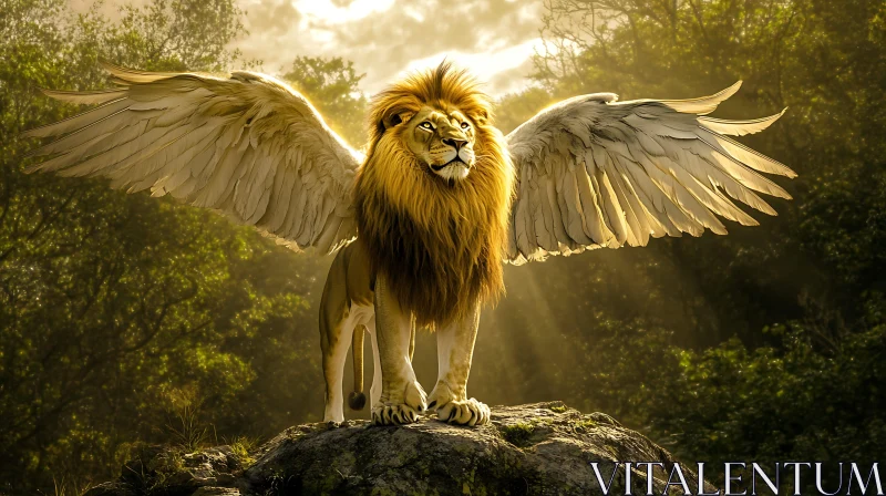 AI ART Majestic Lion with Wings