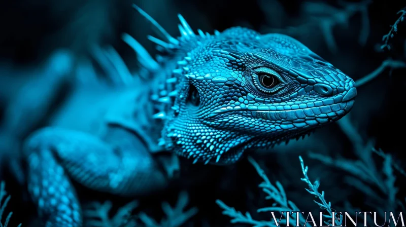 Close-Up of a Majestic Blue Iguana - Captivating Nature Photography AI Image