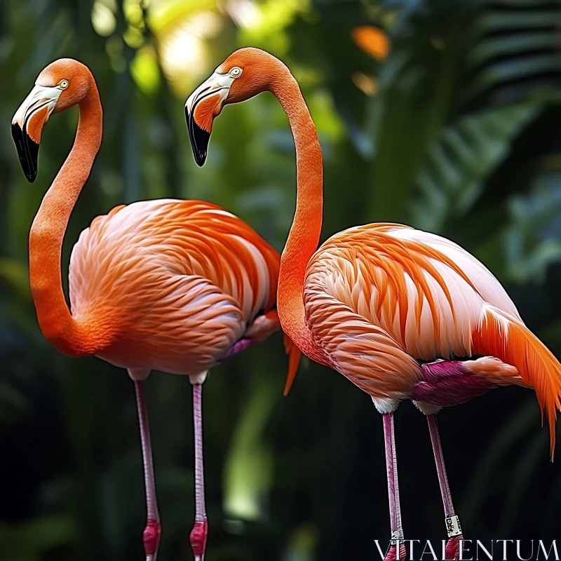 Pair of Flamingos Portrait AI Image