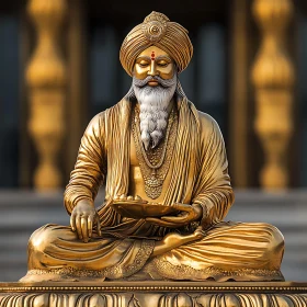 Golden Meditative Figure with Turban