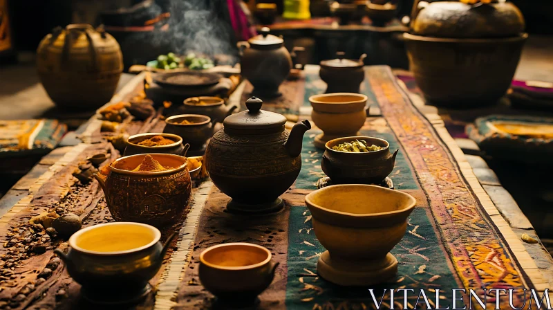 AI ART Earthenware Bowls and Spices Still Life