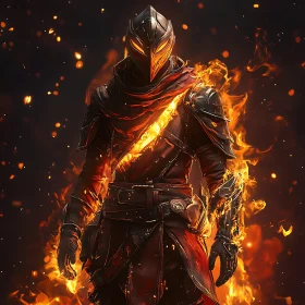 Warrior in Fire Armor: A Fantasy Portrait