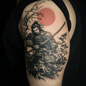 Warrior Tattoo with Sword and Sun