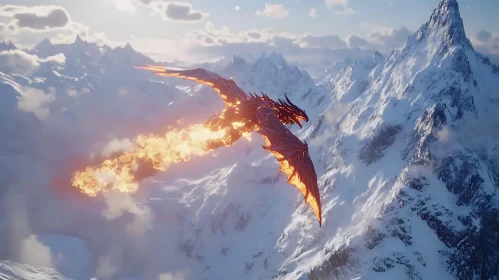 Dragon's Ascent: A Fiery Flight Above the Peaks