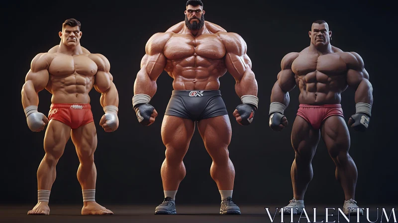 AI ART Powerful Bodybuilders Posing