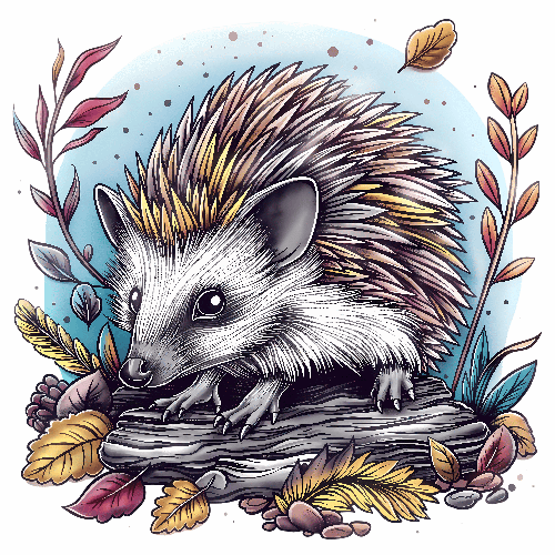 POD Design Whimsical Hedgehog Autumn Design for Apparel and Merchandise