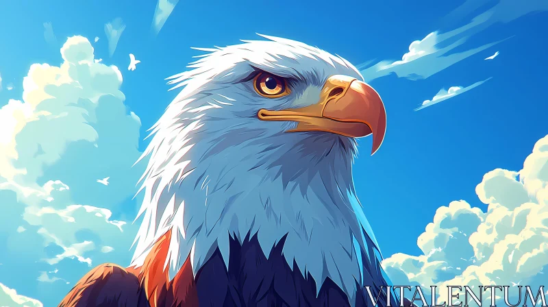 AI ART Bald Eagle Illustration In Sky