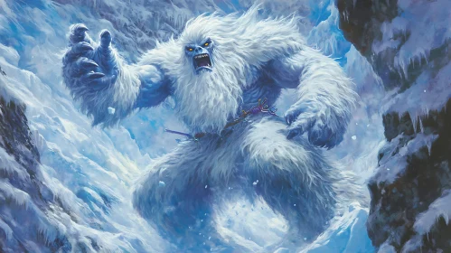White Yeti Monster in the Snow