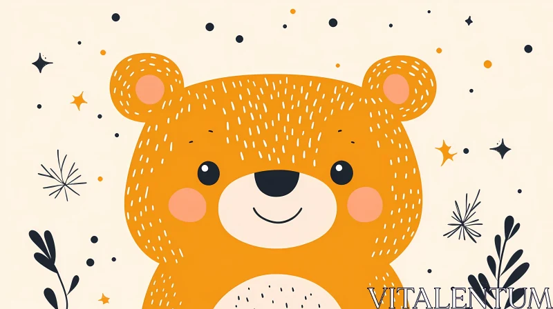 Cute Cartoon Bear Art AI Image