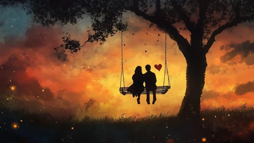 Couple on Swing at Sunset