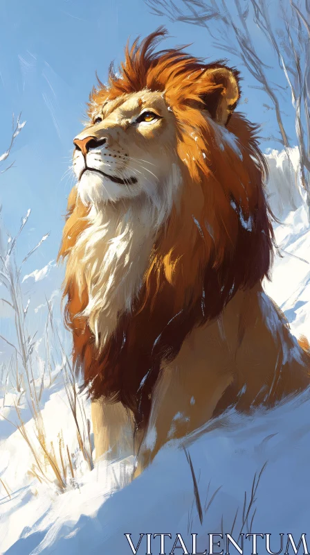 AI ART Serene Lion Amidst Winter