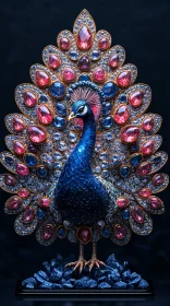 Elegant Jewel-Studded Peacock Artwork