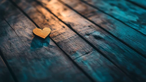 Wooden Heart on Rustic Surface