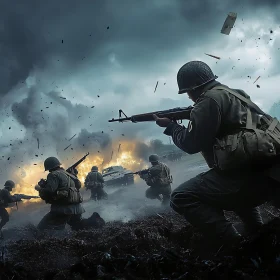 Warriors in Action on Battlefield