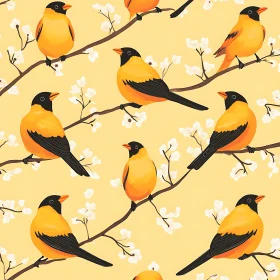 Floral Branches with Birds