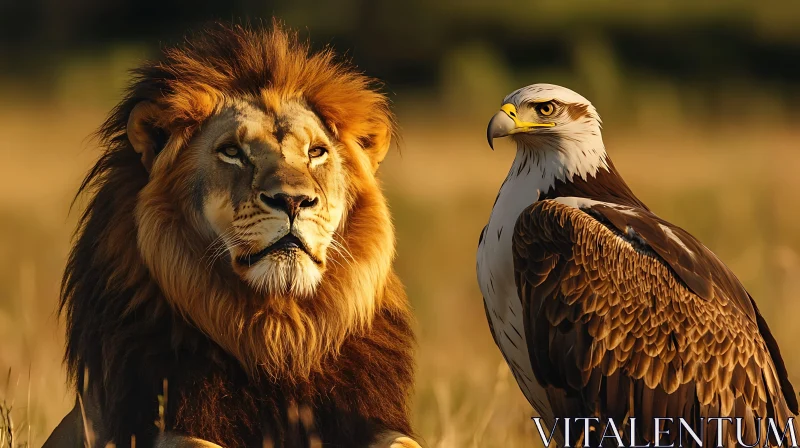 AI ART Wildlife Majesty: Lion and Eagle