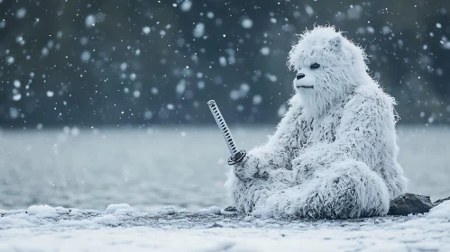 Snowy Yeti Warrior with Sword