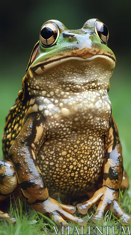 Frog on Grass Detailed Image AI Image