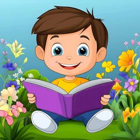 Childhood Reading in a Floral Garden