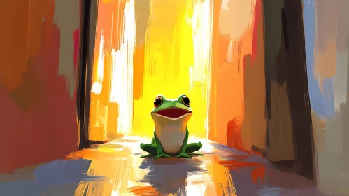 Charming Frog in Vibrant Hallway