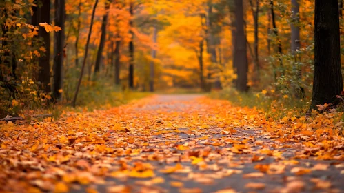 Fall Foliage in Woodland Trail