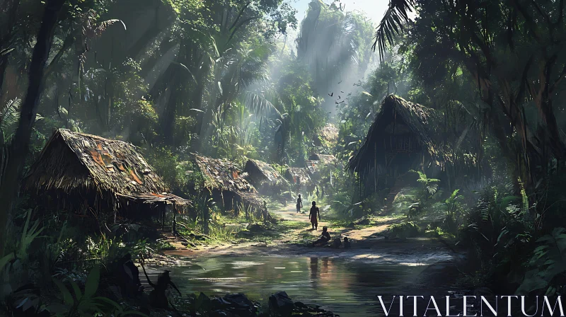 Tropical Forest Huts AI Image