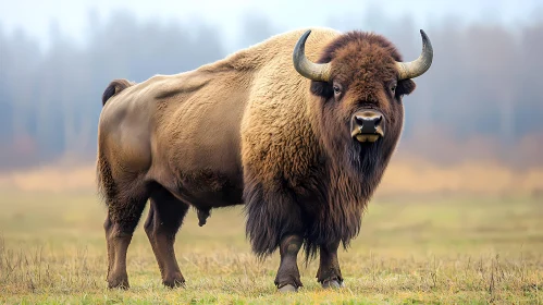 Wild Bison Captured in a Serene Landscape