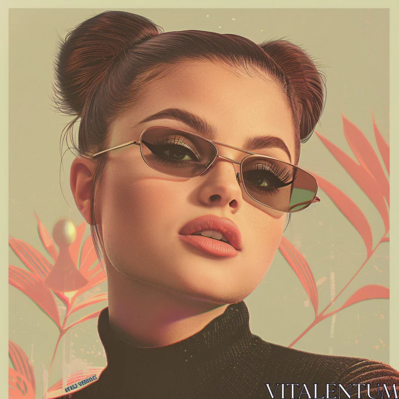 AI ART Modern Portrait of Selena Gomez with Stylish Sunglasses