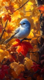 Autumn Scene with Blue Bird