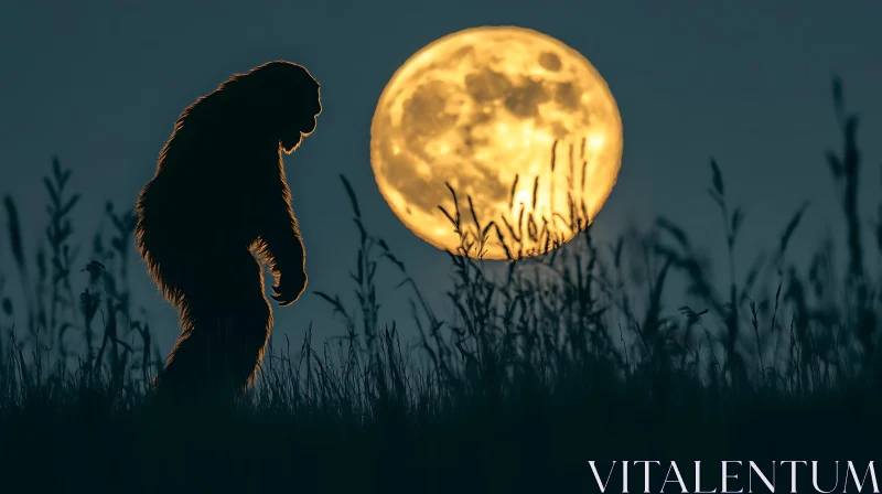 Sasquatch Under Moonlight AI Image