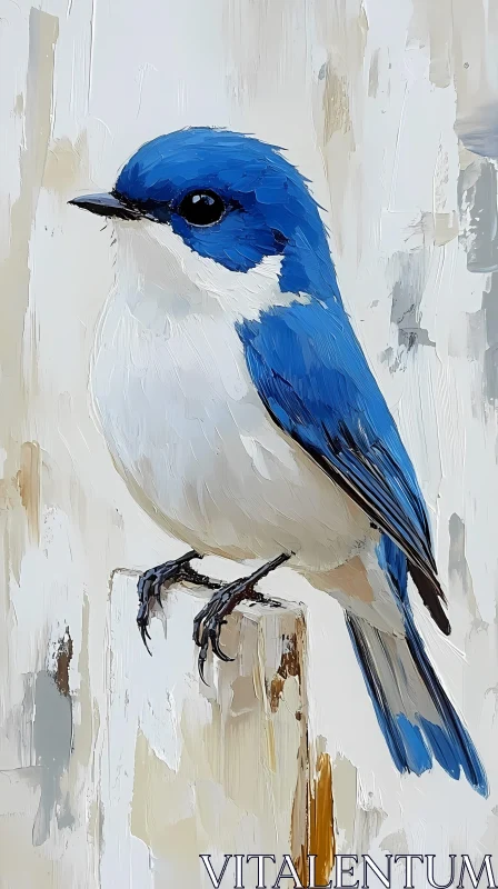 Artistic Blue Bird in Nature AI Image