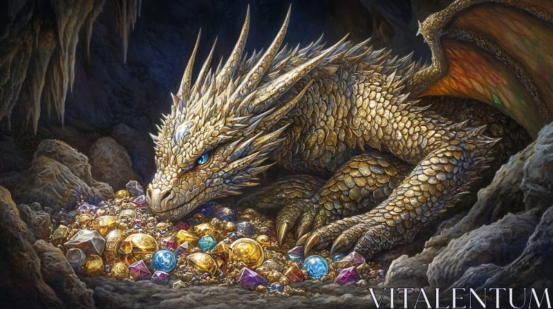 Dragon on Gold AI Image