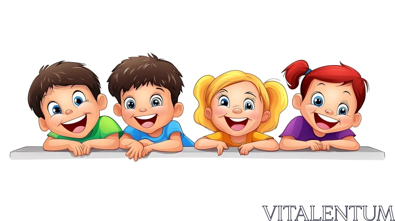 AI ART Cheerful Children Cartoon Art