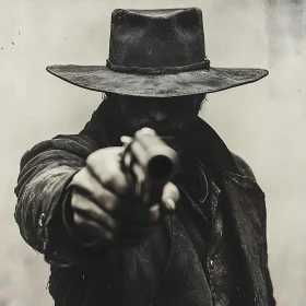 Western Outlaw with Gun Aimed