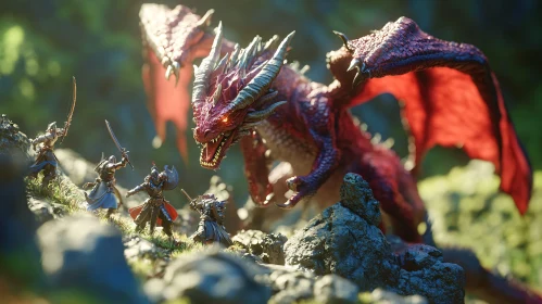 Epic Battle: Dragon Versus Warriors