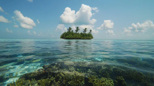 Idyllic Tropical Island in Clear Blue Waters