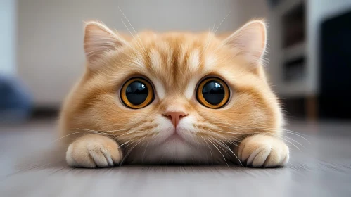 Cute Feline Lying on the Floor