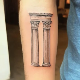 Classic Column Tattoo Design on Arm