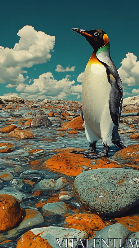 AI ART Serene Penguin by the Sea