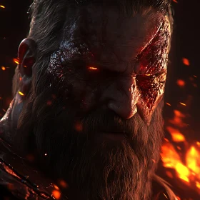 Intense Bearded Man with Glowing Eyes