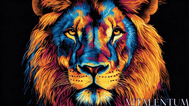 AI ART Colorful Abstract Lion Portrait