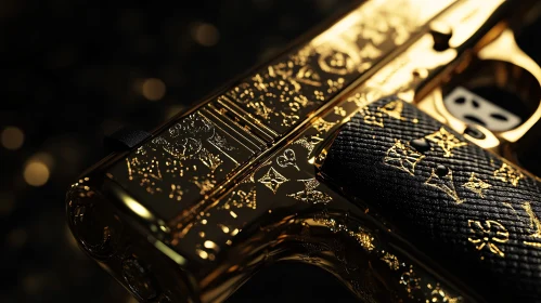 Luxurious Gold Gun with Detailed Engravings