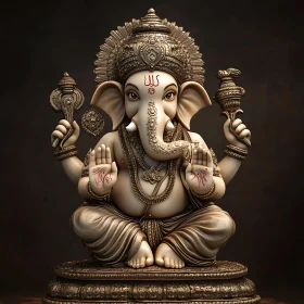 Elegant Ganesha Statue with Detailed Ornamentation
