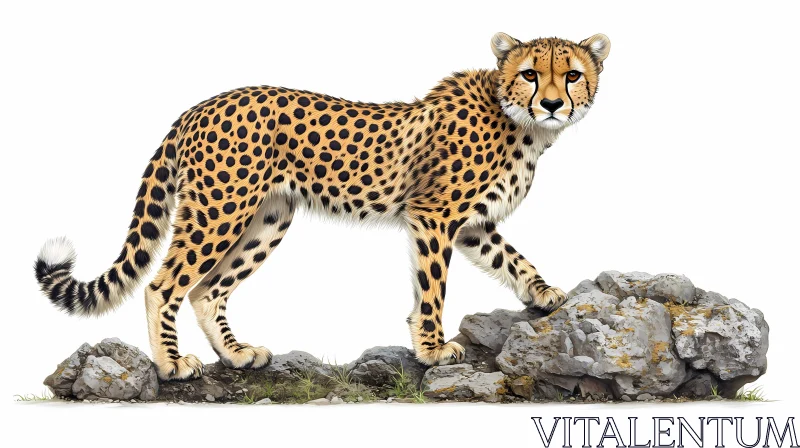 Poised Cheetah with Spotted Fur AI Image