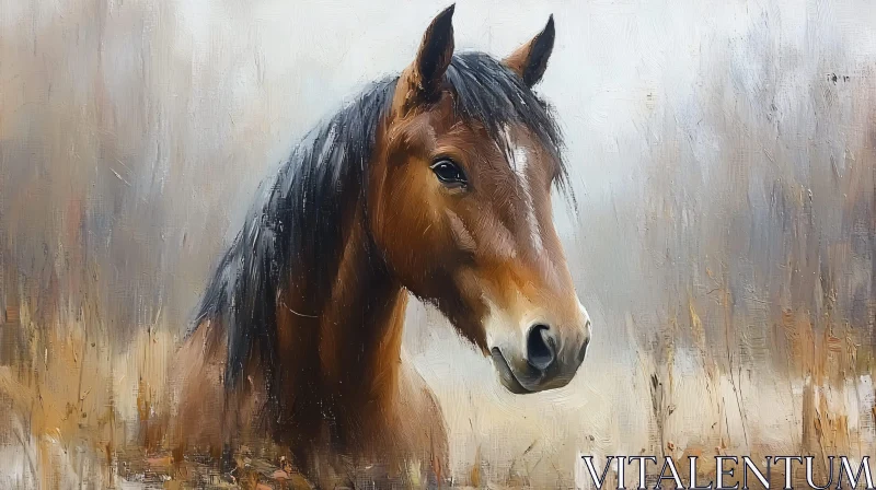 Equine Elegance in a Painterly Setting AI Image