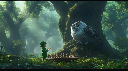 Child and Owl Chess Adventure