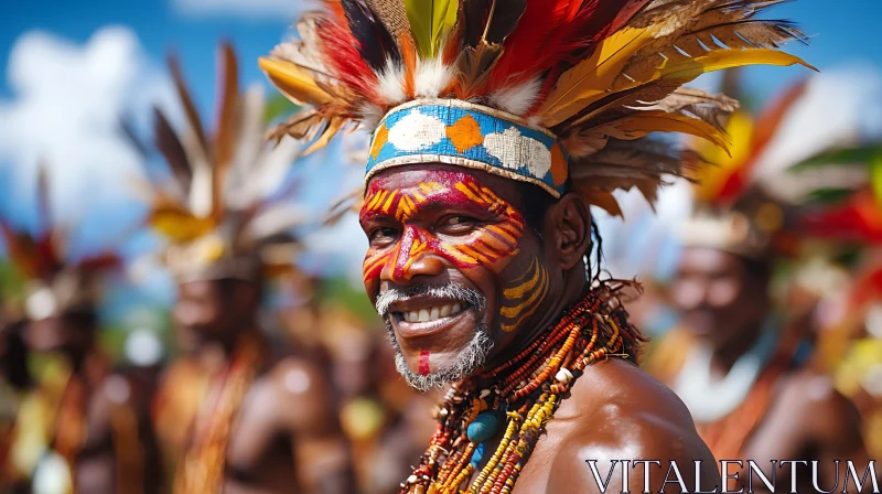 AI ART Traditional Man with Feathers and Painted Face