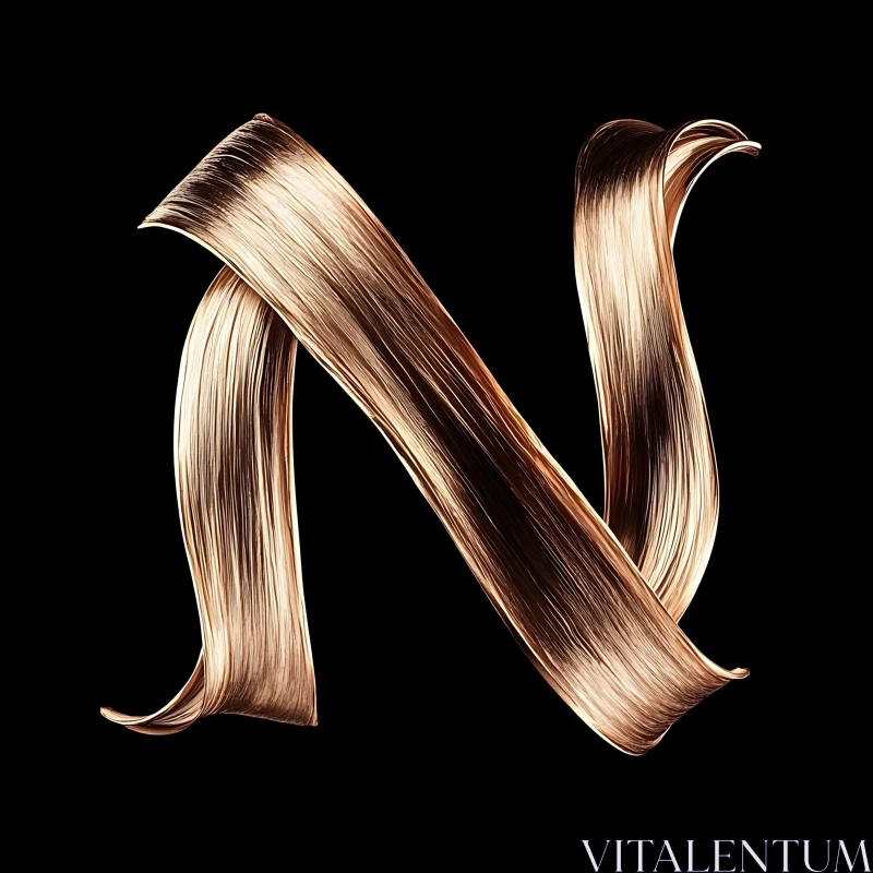 Elegant Metallic Gold Letter N AI Image